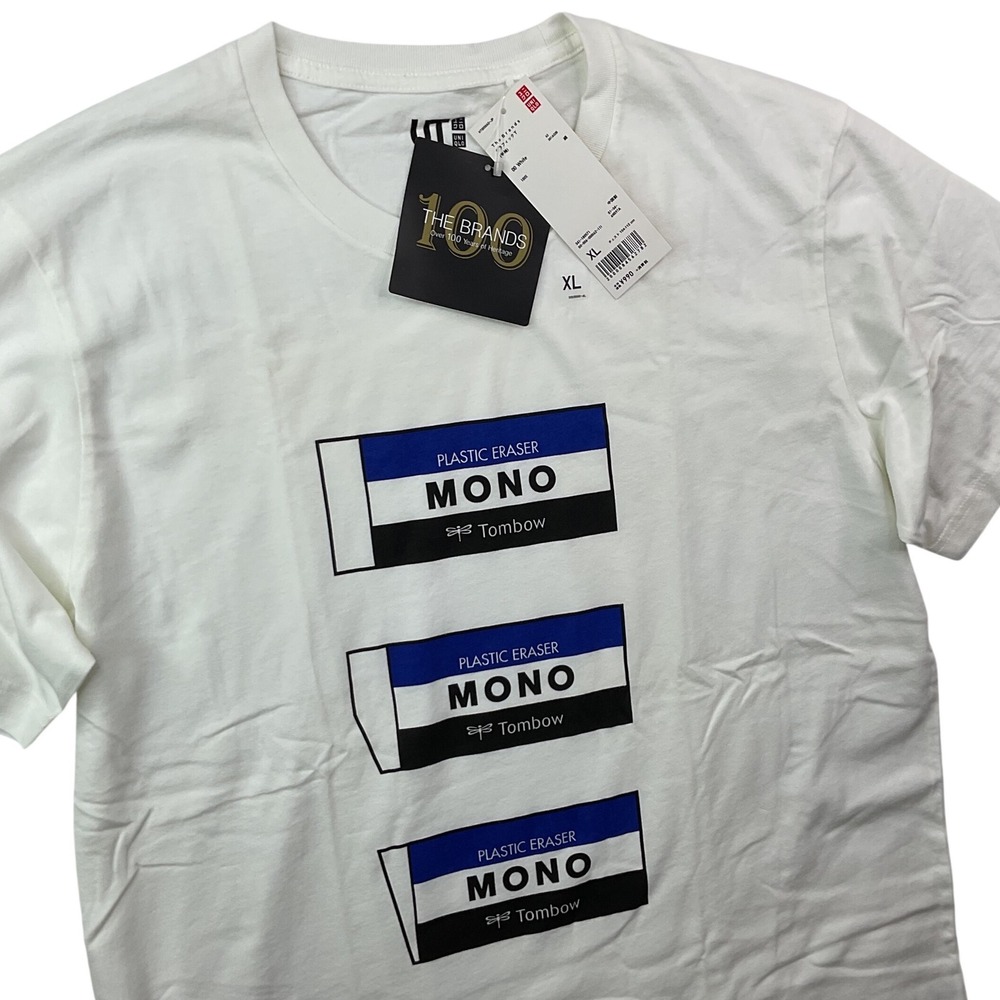 Uniqlo UT Tombow MONO Eraser Graphic T-Shirt Mens XL White 100 Years Heritage